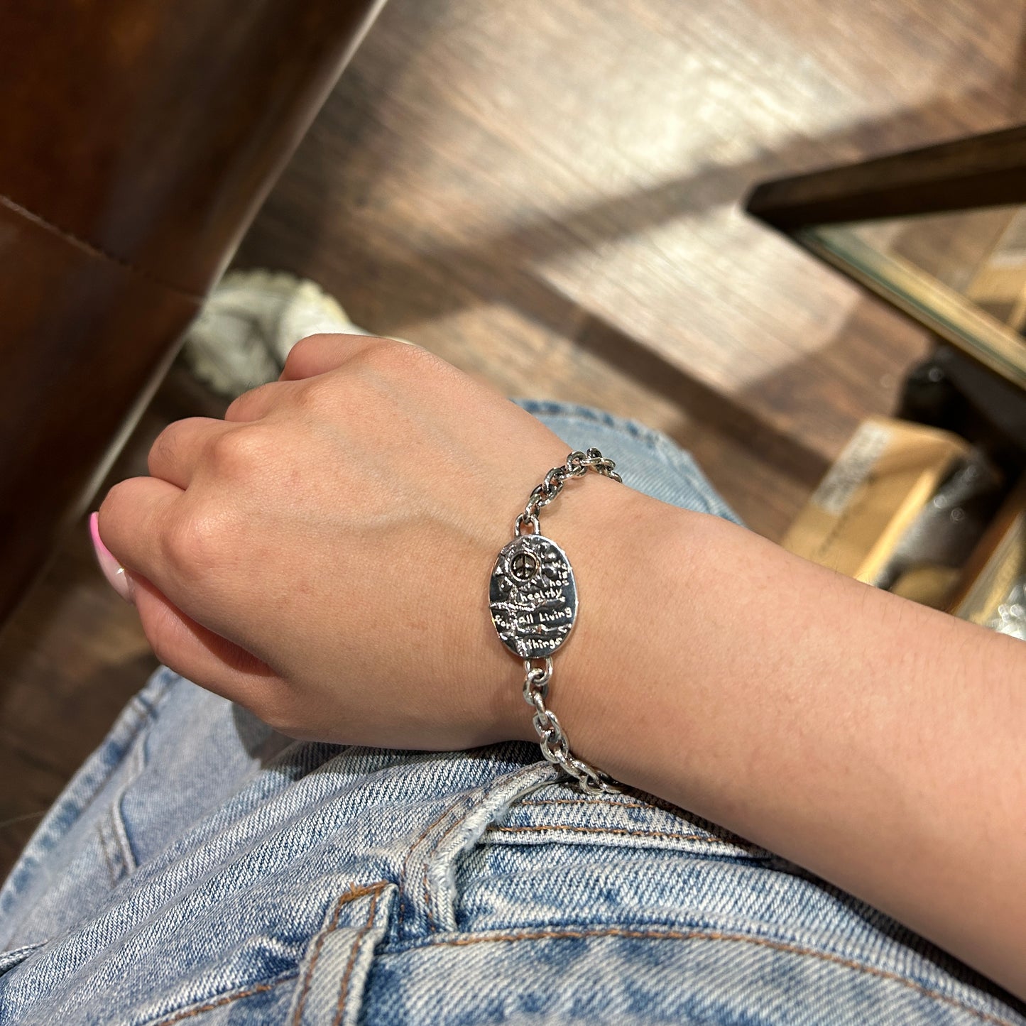 BLIND MAN TOGS War Is Not Healthy sterling silver and K18 bracelet