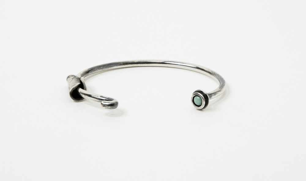 North Works N-246 Turquoise Silver Coin Narrow Bangle alternate view