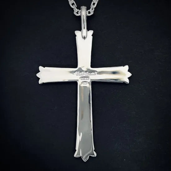 Dear Blossom gold turquoise arabesque silver cross pendant