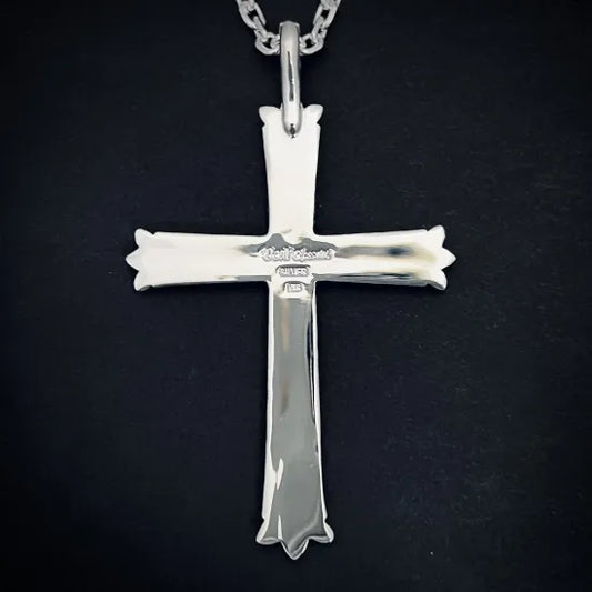 Dear Blossom gold turquoise arabesque silver cross pendant