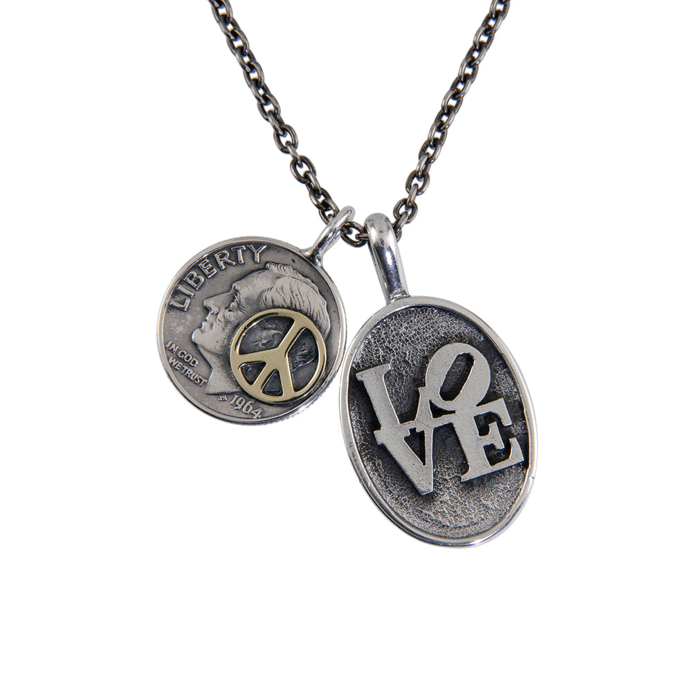 North Works N-637 LOVE Plate Smile Coin Necklace detail view