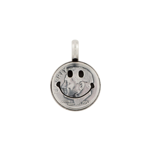 North Works N-009 Classic Smile Silver Coin Necklace detail view
