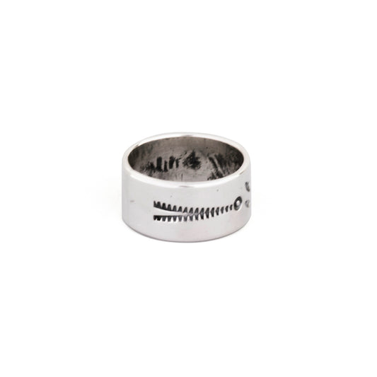 North Works W-613 Hand-Stamped Silver Ring detail view