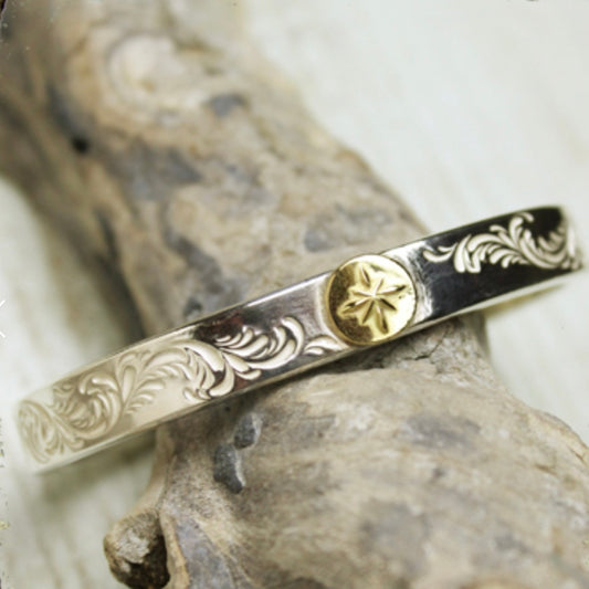 Mt.hill 8mm Arabesque Cuff with 18K Gold “The Sun”