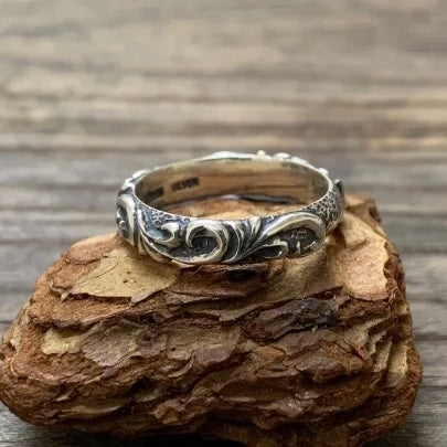 Dear Blossom basic arabesque relief sterling silver ring