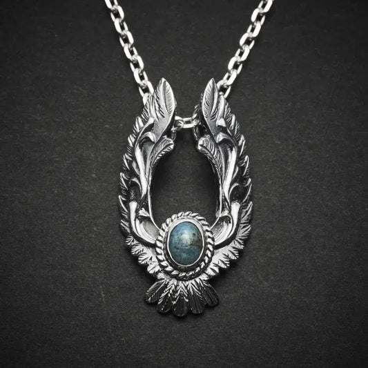 Dear Blossom turquoise eagle pendant necklace