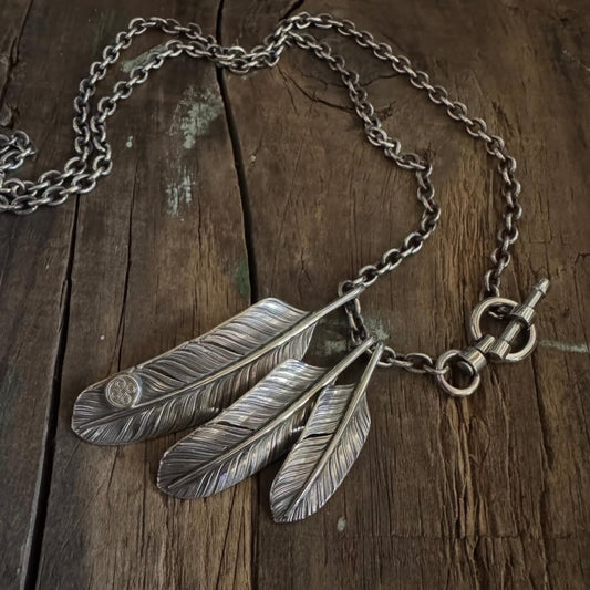 CHOLOS Handcraft Sterling Silver Feather Pendant