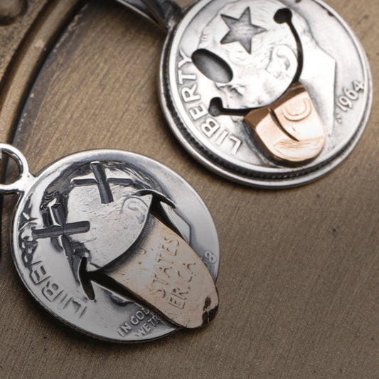 North Works N-613 XX Smile Silver Coin Necklace detail view