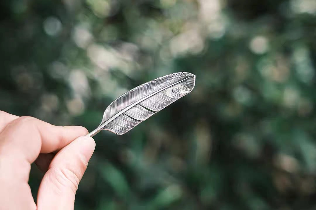 CHOLOS Handcraft Sterling Silver Feather Pendant