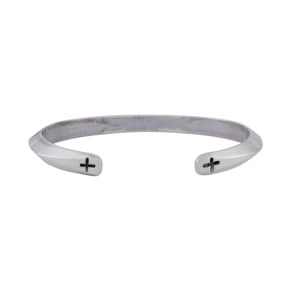 North Works W-407 Hand-Engraved Pyramid Silver Bangle detail view