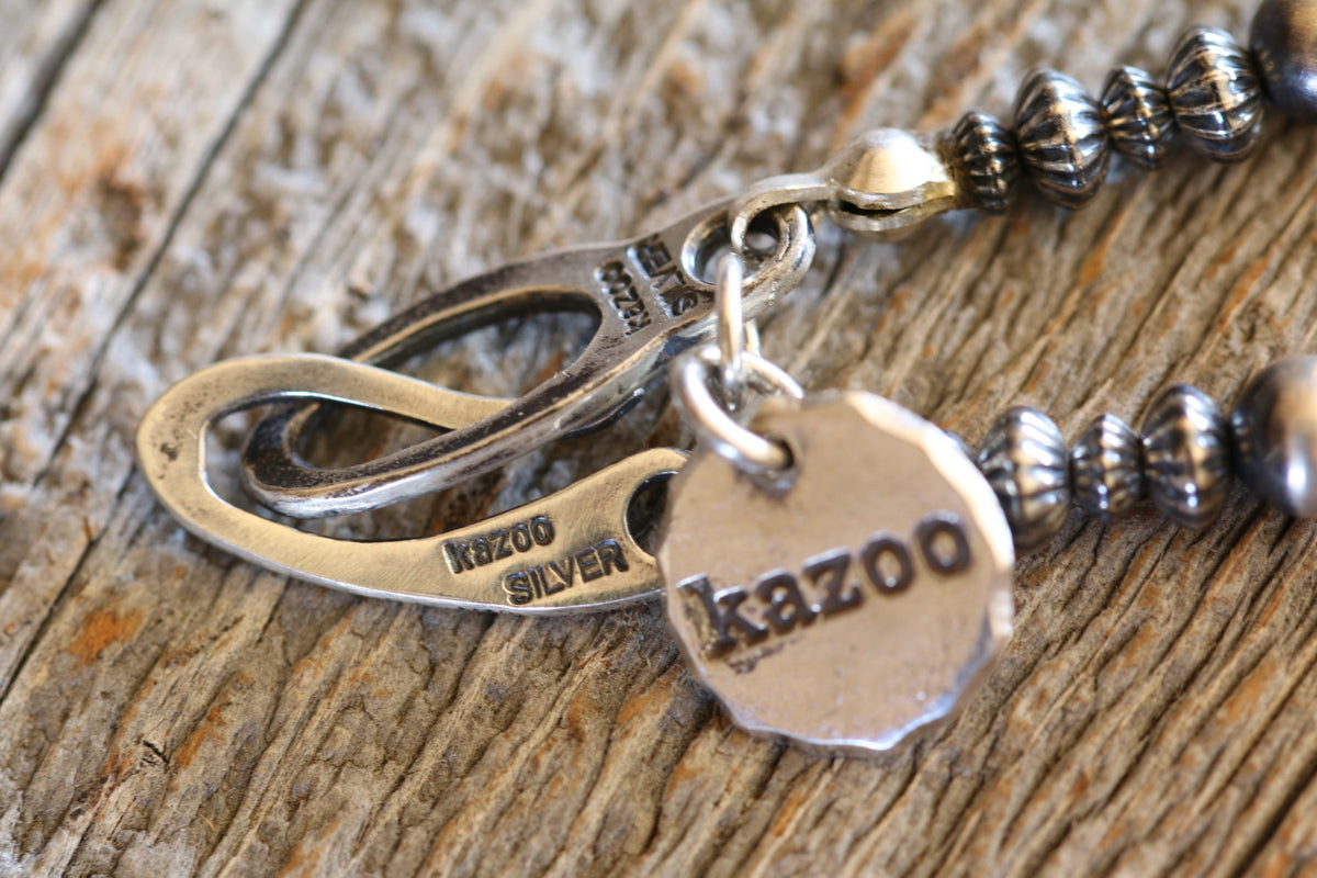 KAZOO Squash Blossom Silver Beads Turquoise Necklace