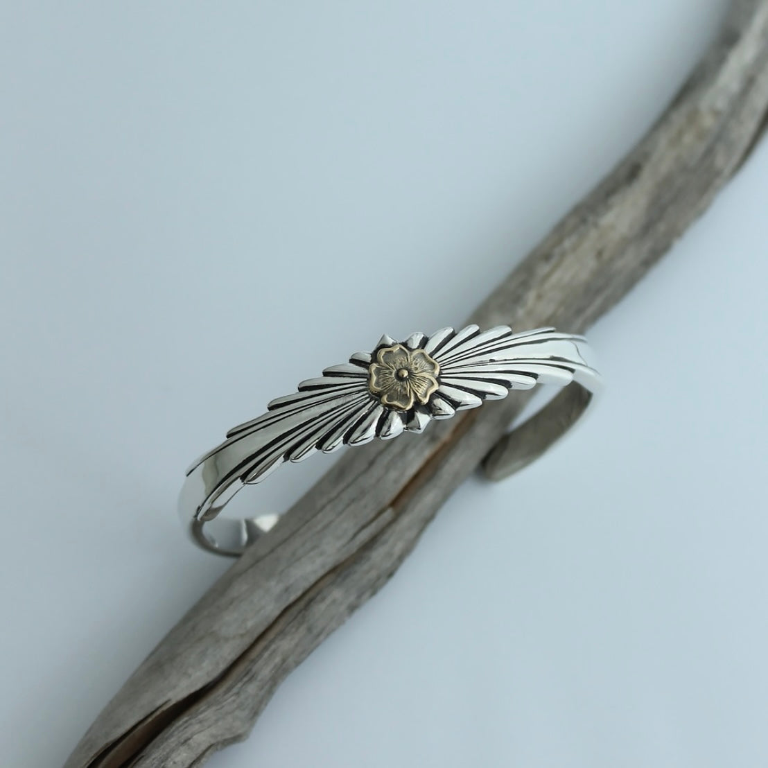 Mt.hill Sunburst Cuff Bracelet with 18K Gold Rose| ALLY JEWELLERY