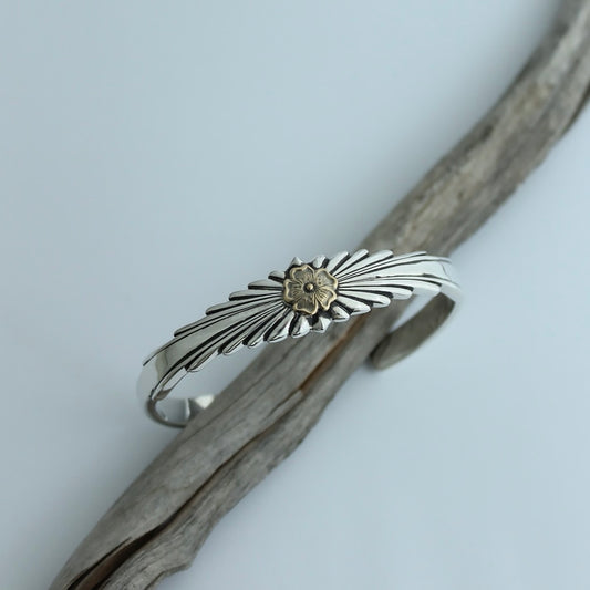 Mt.hill Sunburst Cuff Bracelet with 18K Gold Rose| ALLY JEWELLERY