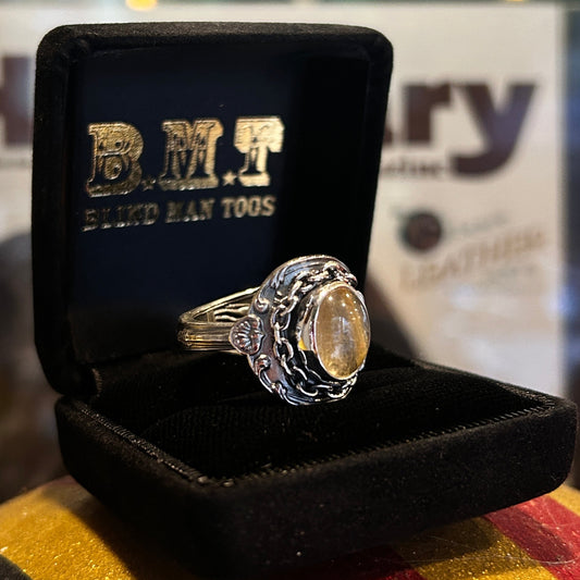 BLIND MAN TOGS gold rutile vintage silver spoon ring