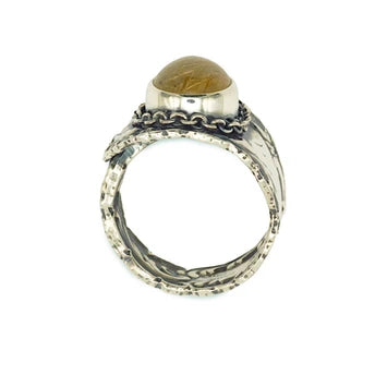 BLIND MAN TOGS gold rutile vintage silver spoon ring