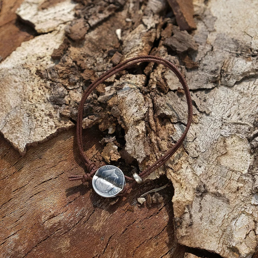 North Works Antique Coin Cord Bracelet detail view
