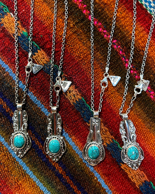 BLIND MAN TOGS turquoise vintage silver spoon necklace