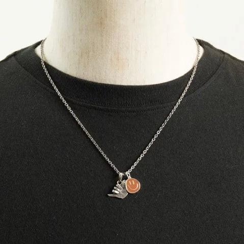 North Works Pastel Smiley Vintage Silver Coin Necklace additional product view
