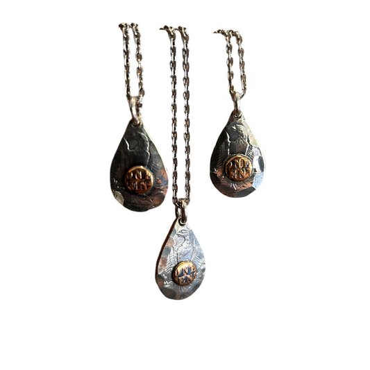North Works Teardrop Silver Coin Necklace detail view