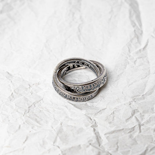 North Works N-204 Double-Loop Vintage Silver Coin Ring detail view