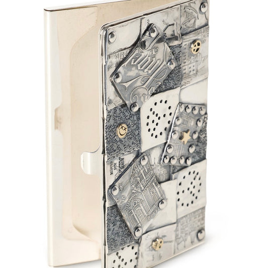 BLIND MAN TOGS Mosaic card case with antique silver and K18 detail