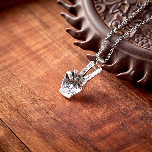 North Works N-507 Peace Hand Antique Coin Necklace detail view