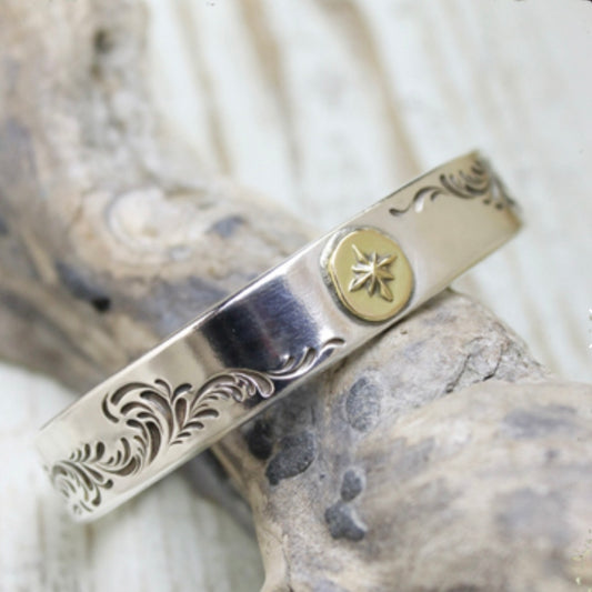 Mt.hill 12mm Arabesque Cuff with 18K Gold “The Sun”