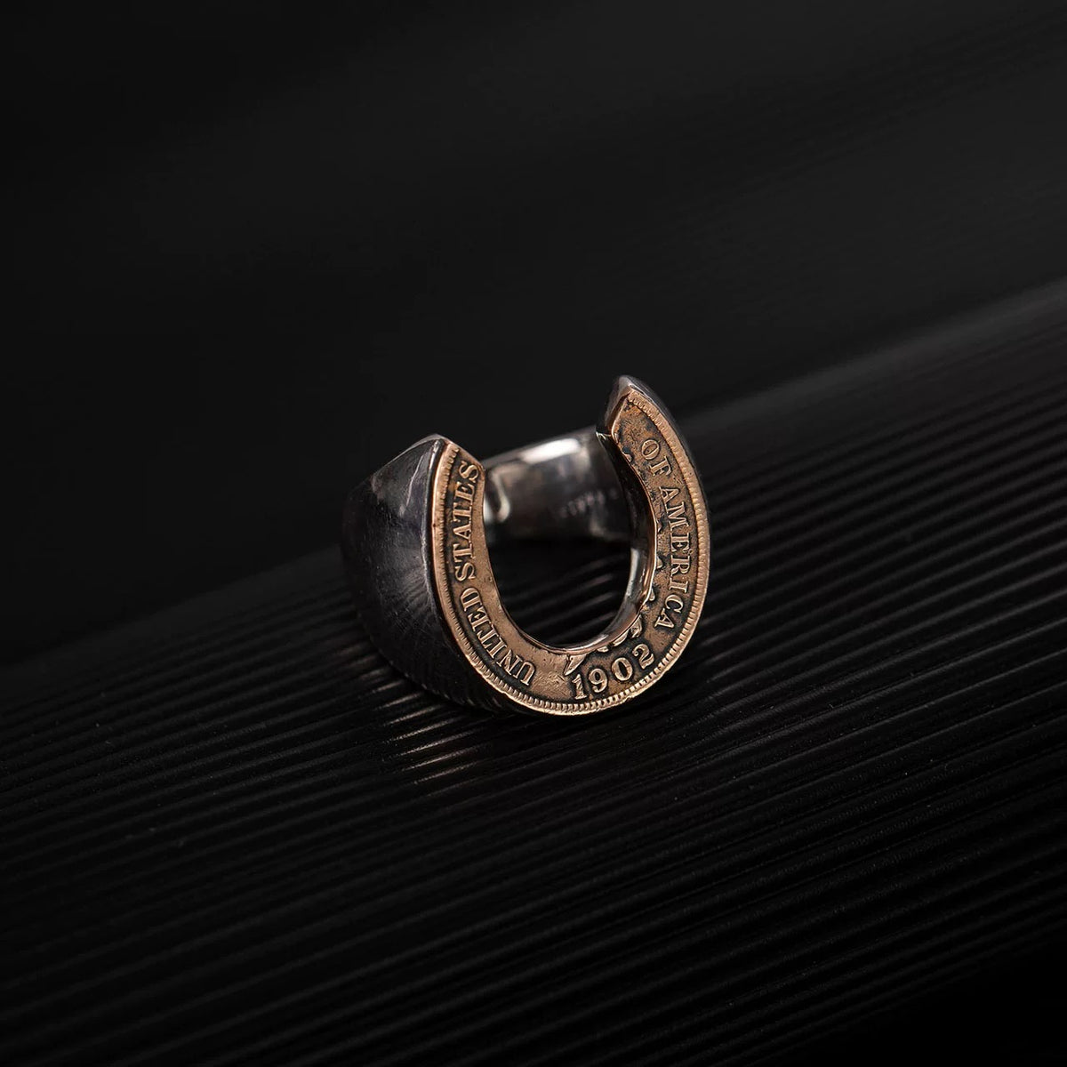 North Works E-078 Silver & Copper Coin Horseshoe Ring alternate view