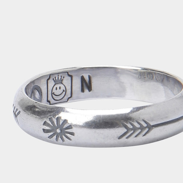 North Works W-024 Sun & Arrow Stamped Silver Ring alternate view