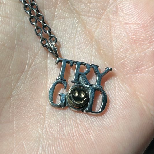 BLIND MAN TOGS Smiley TRY GOD silver and K18 necklace