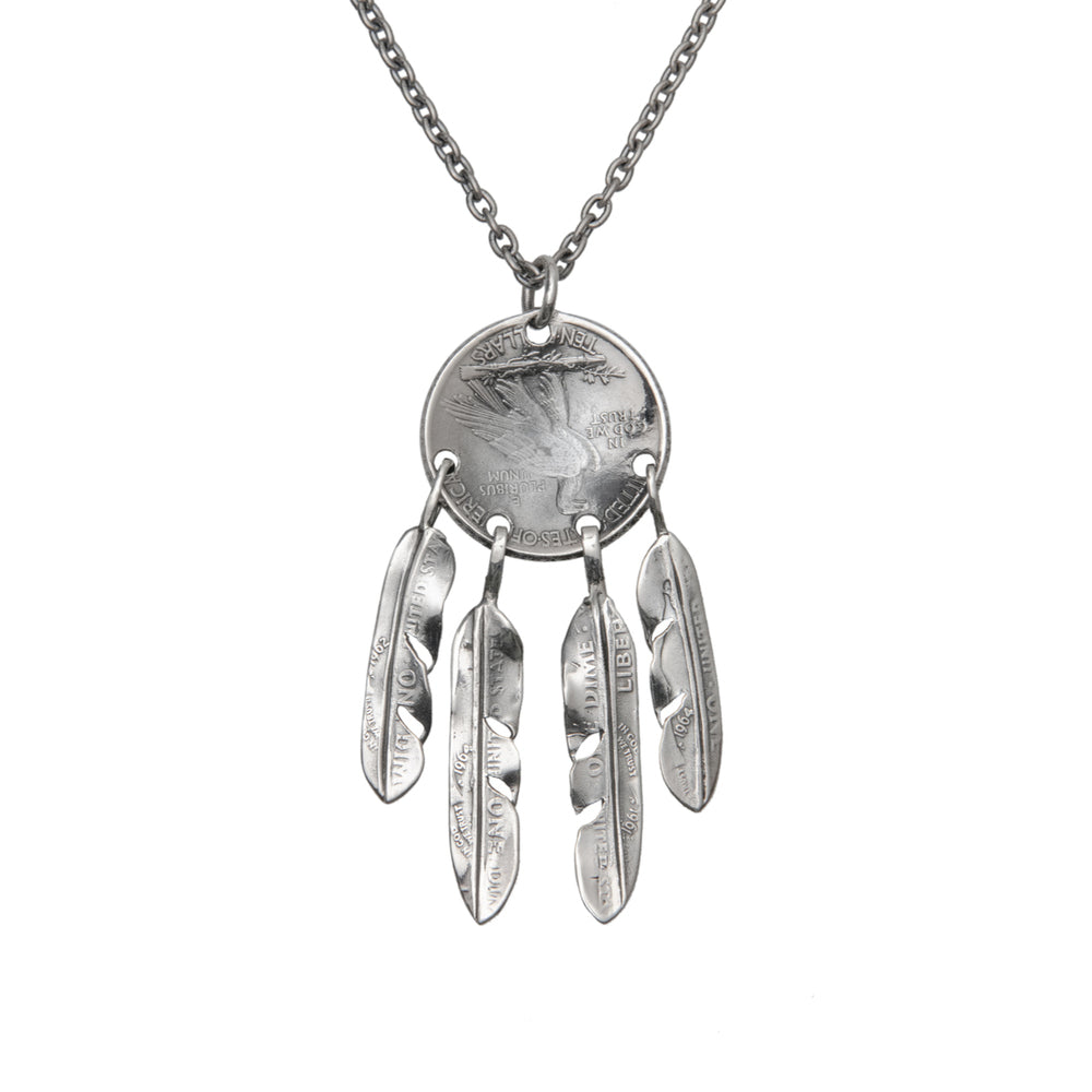 North Works N-669/N-670 Feather Coin Dreamcatcher Necklace craftsmanship detail