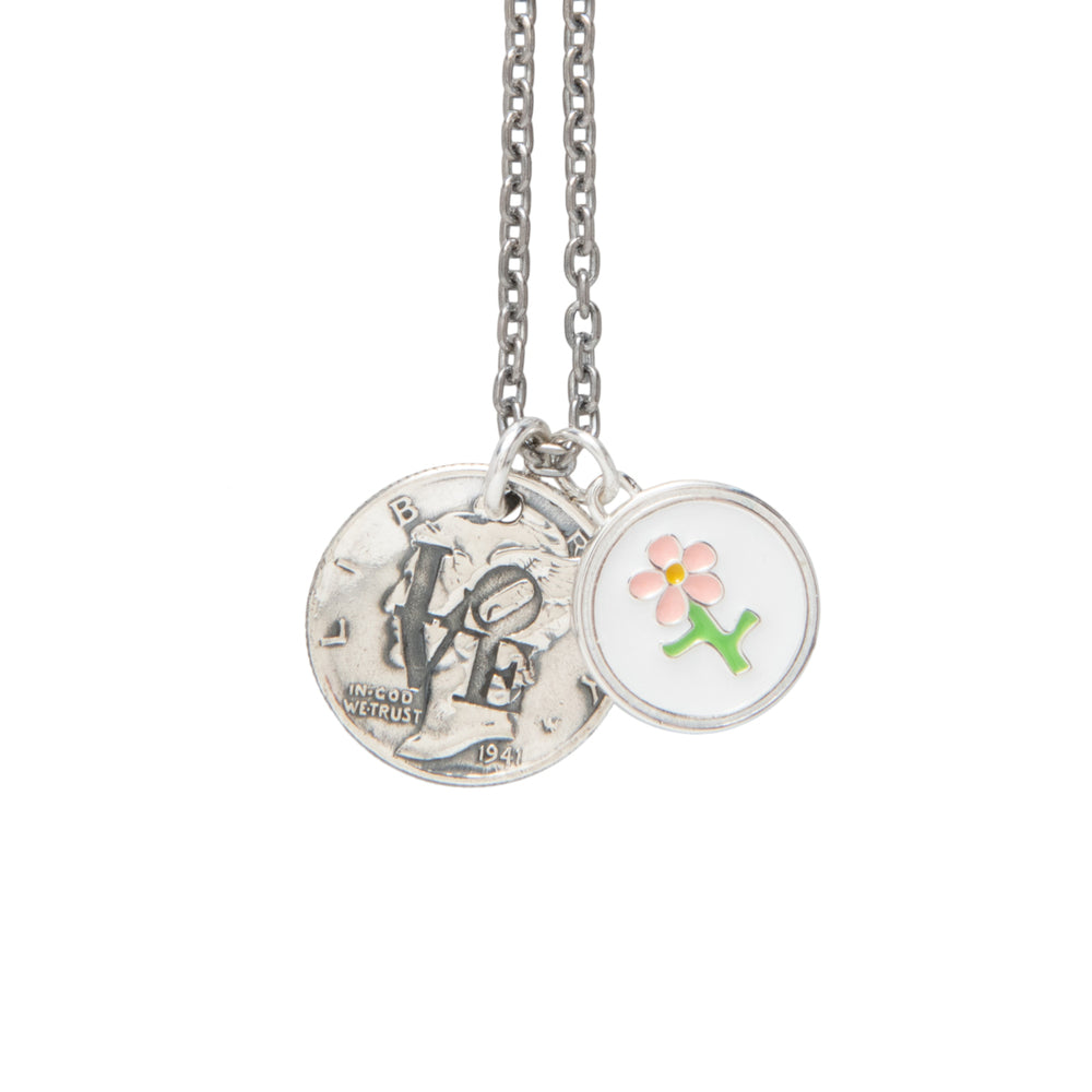North Works Flower Antique Coin Necklace