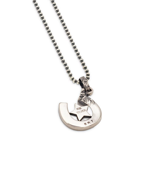 BLIND MAN TOGS Star Horseshoe vintage silver necklace with K18 detail