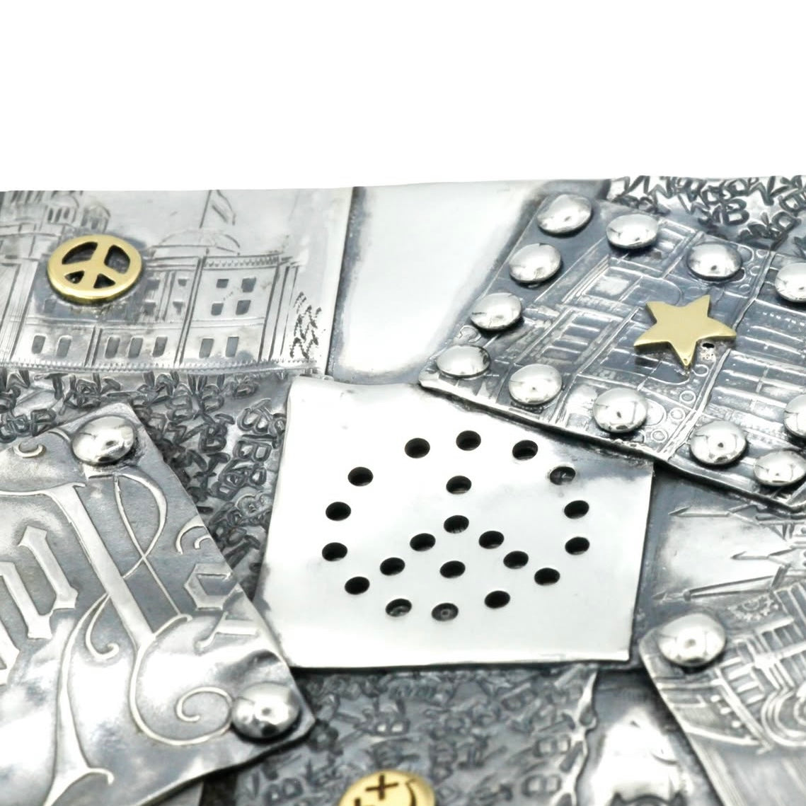 BLIND MAN TOGS Mosaic card case with antique silver and K18 detail