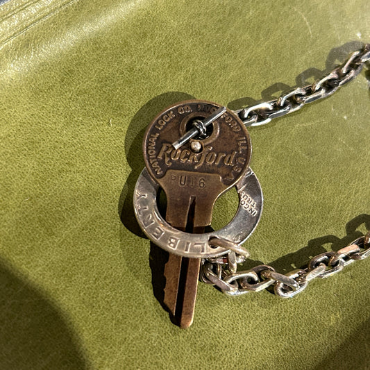 North Works Vintage Key & Sterling Silver Bracelet detail view