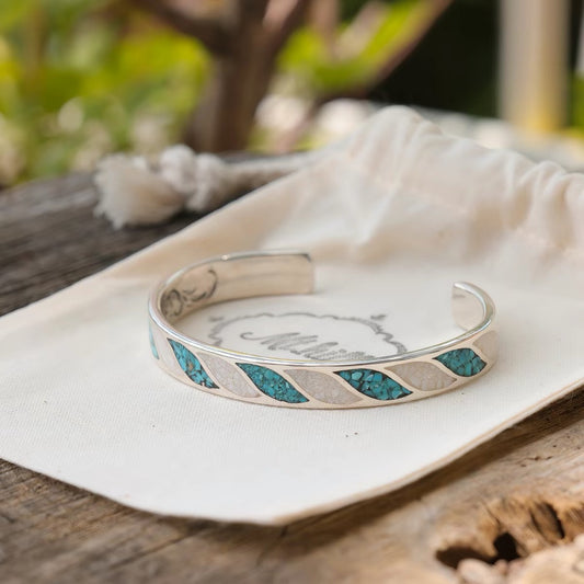 Mt.hill Turquoise Chip Inlay Silver Bangle