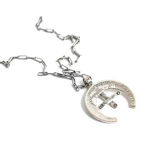 North Works Vintage Quarter Coin Horseshoe Necklace detail view