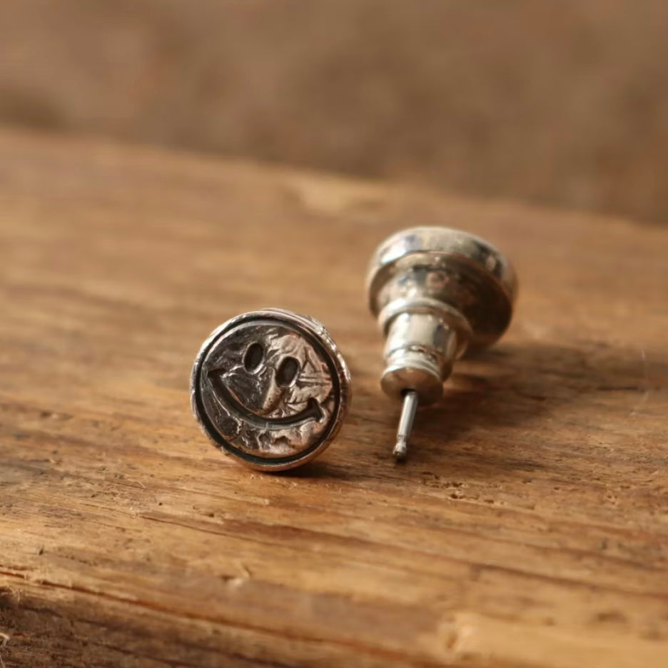 North Works P-001 Smiley Silver Coin Earrings alternate view