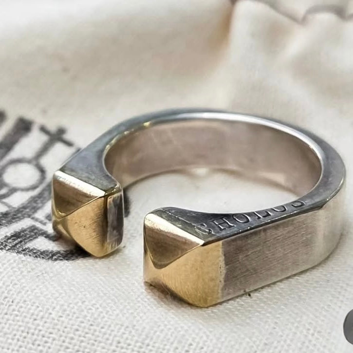 CHOLOS Pyramid Ring Double Gold