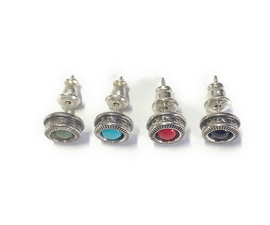 North Works Turquoise Stone Silver Earrings detail view