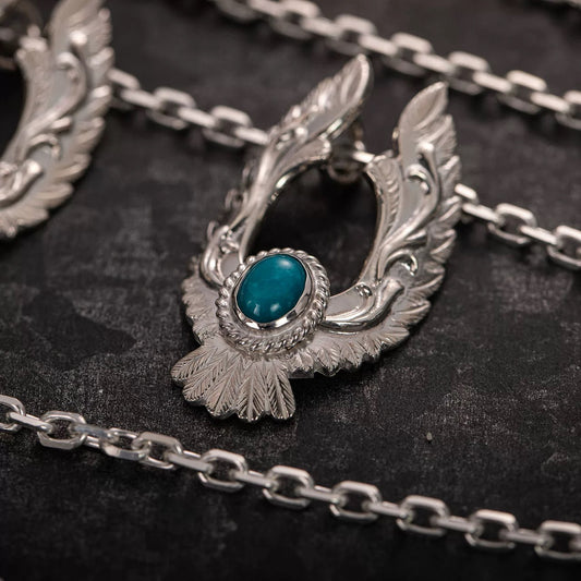 Dear Blossom turquoise eagle pendant necklace