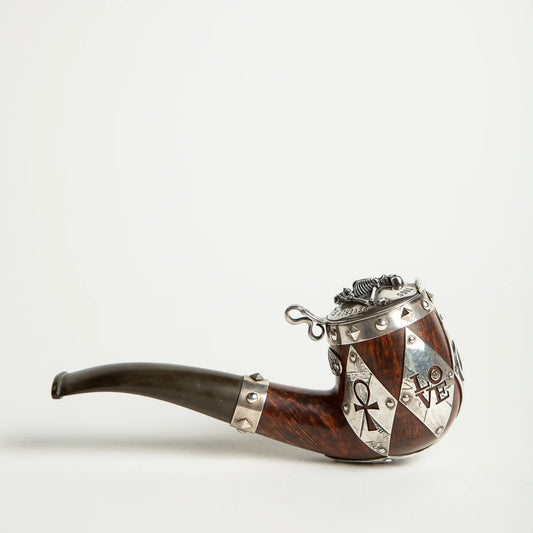BLIND MAN TOGS antique Tsuge pipe with upcycled silver cutlery