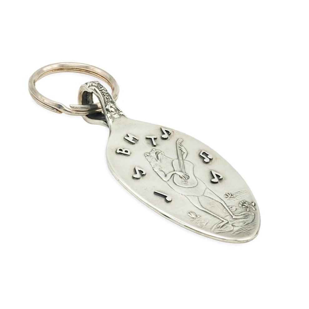 Blind Man Togs] Sterling Silver Guitar Playing Frog key holder 