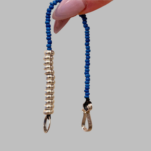 North Works S-027 Blue Bead & Sterling Silver Bracelet detail view