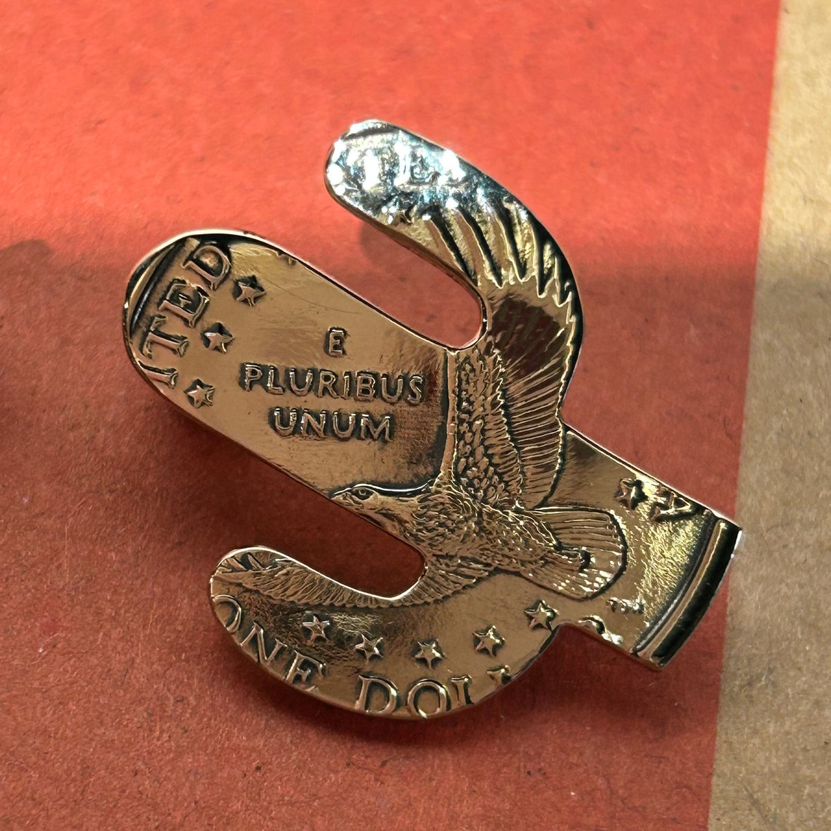 North Works N-627 Cowboy Silver Coin Pin alternate view