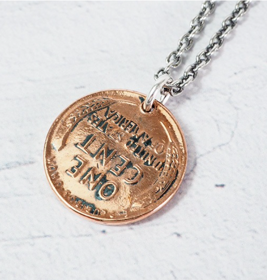 North Works N-606/N-607 Ocean Wave & Dove Coin Necklace detail view
