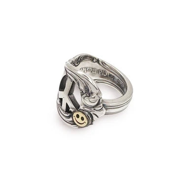 [Blind Man Togs] Peace &amp; Smile Ring – Vintage Tiffany Silberlöffel/ 18 Karat Gold