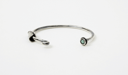 [North Works] Silver Coin Turquoise Thin Bangle Bracelet N-246