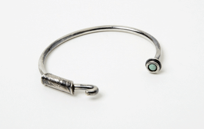 [North Works] Silver Coin Turquoise Thin Bangle Bracelet N-246