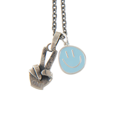 [North Works] Pastel Smiley Pendant Necklace- Silver vintage coin handmade